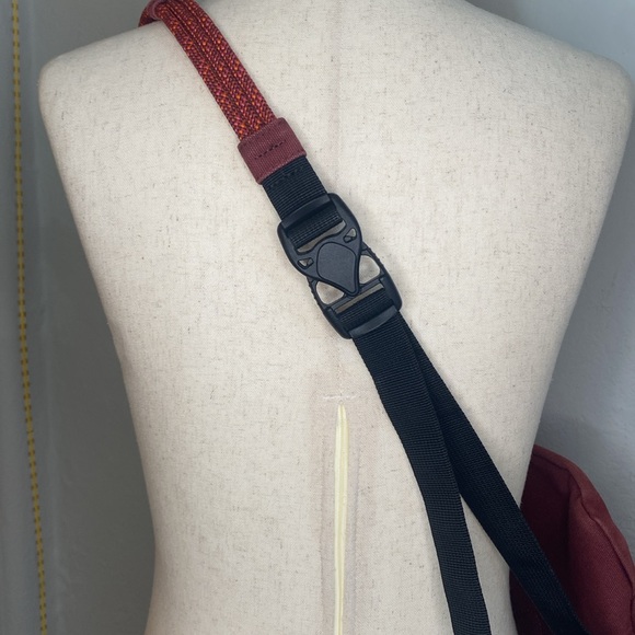 Kavu Crossbody Belt Bag with Adjustable Rope Detail Straps- Maroon - Picture 5 of 6